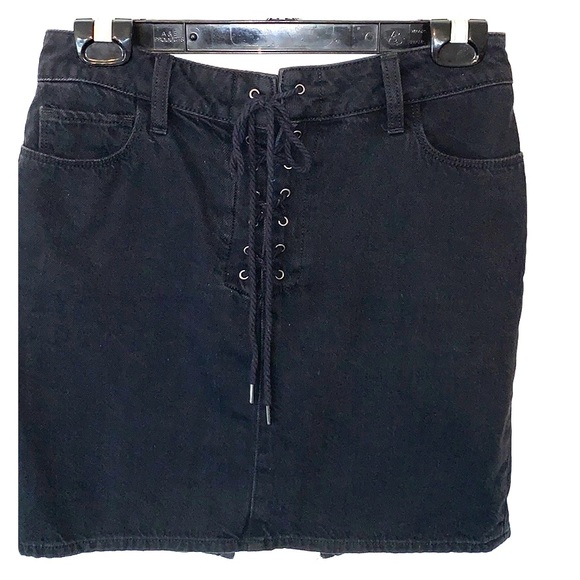 Paige black denim drawstring skirt w/slit size 27 - Picture 5 of 7